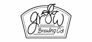 Grow Brewing Co. logo with plant design.