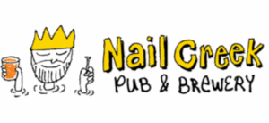 Nail Creek Pub & Brewery logo with king illustration.