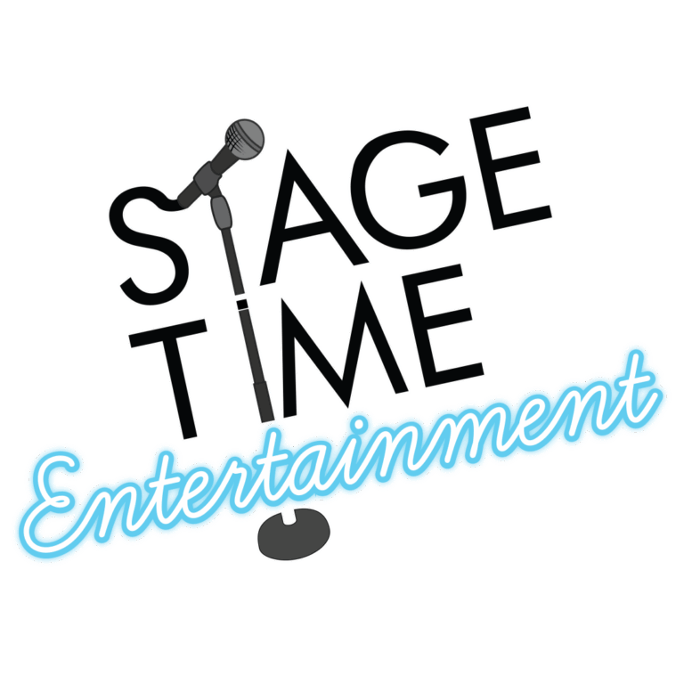 Stage Time Entertainment logo with microphone graphic.