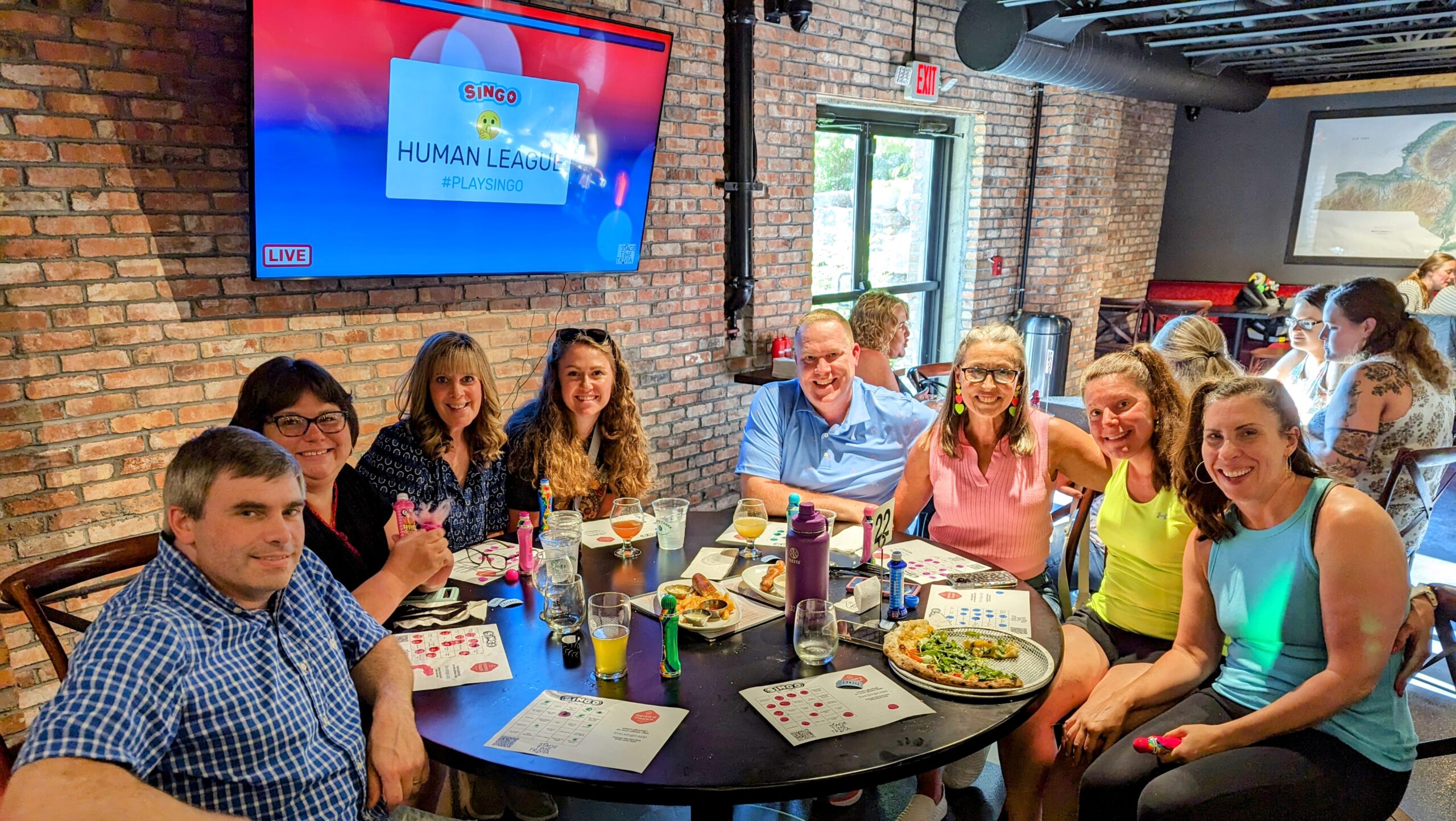 Group enjoying Singo night at a restaurant