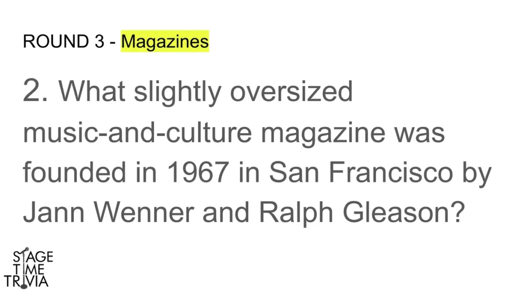 Trivia question about 1967 music magazine founding