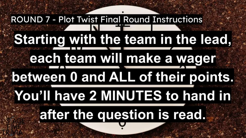 Final trivia round rules with time limit.