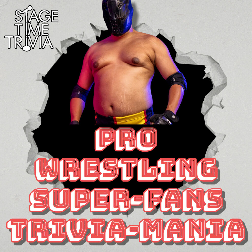 Masked wrestler in trivia event poster